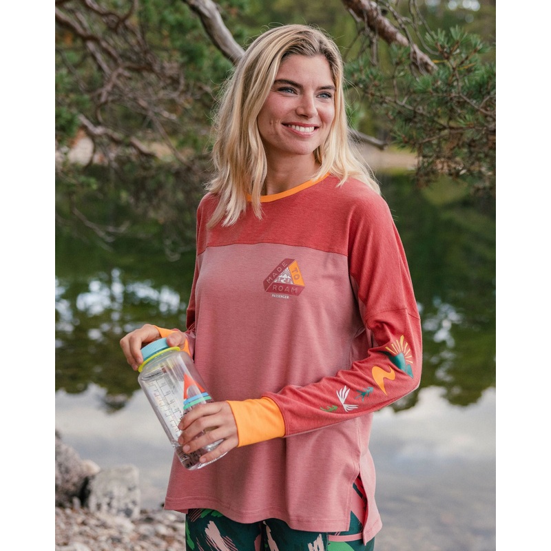 Sorrento recyceltes aktives Langarm-T-Shirt – Altrosa