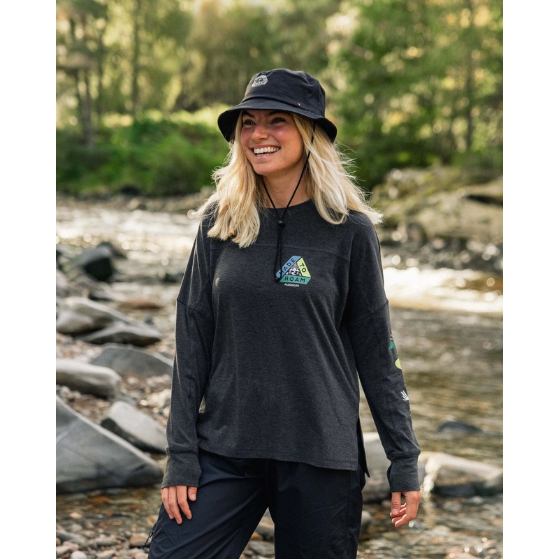 Sorrento recyceltes aktives Langarm-T-Shirt – Schwarz