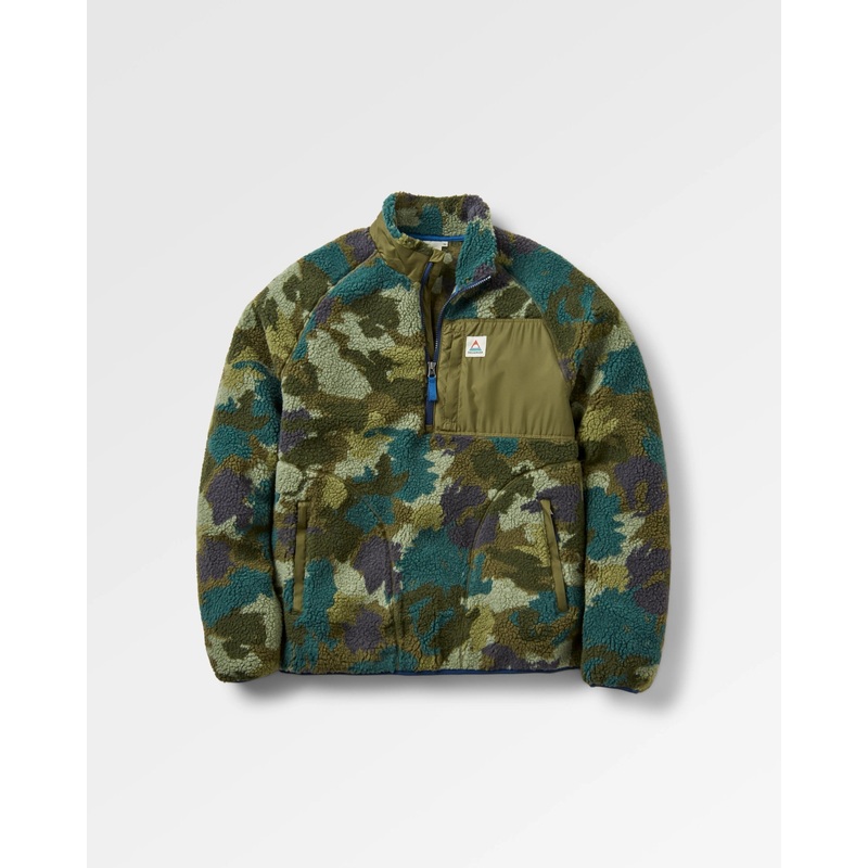 Offroad Recycelter Sherpa-Fleece mit halbem Reiverschluss – Alpen-Tarnung Khaki