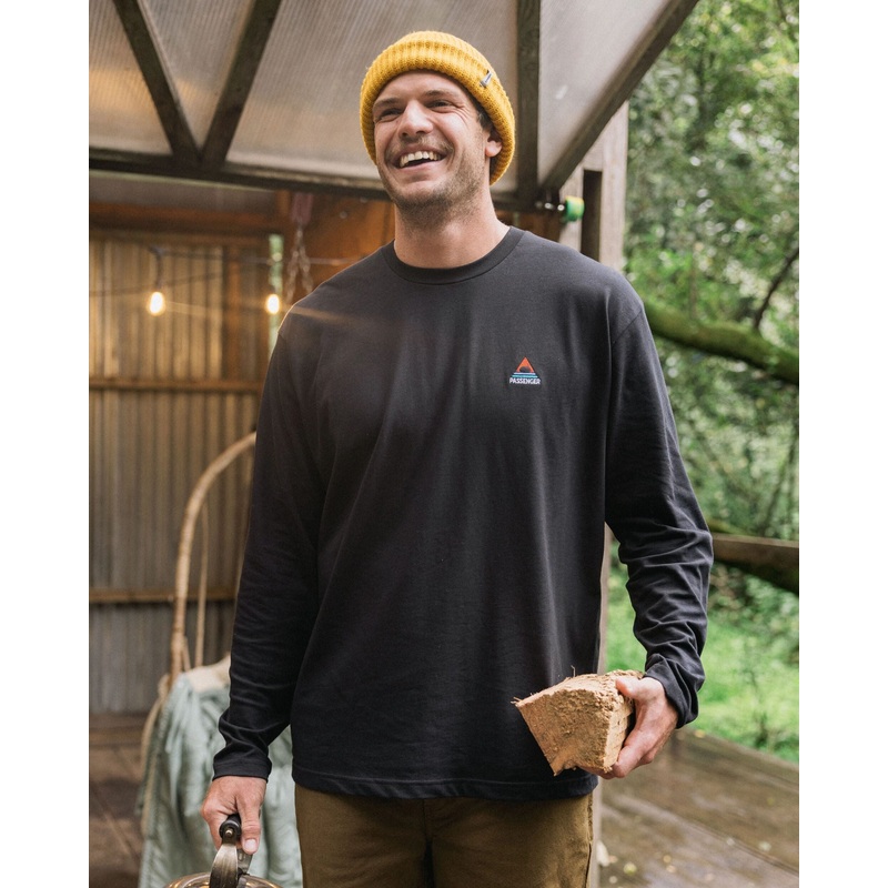 Vita natrliches Langarmshirt entspannte Passform – Schwarz