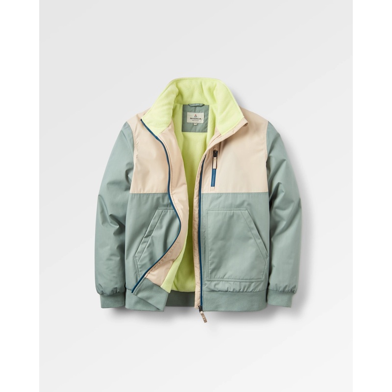 Finn Recycelte Polar-Fleece geftterte Jacke – Pistazie