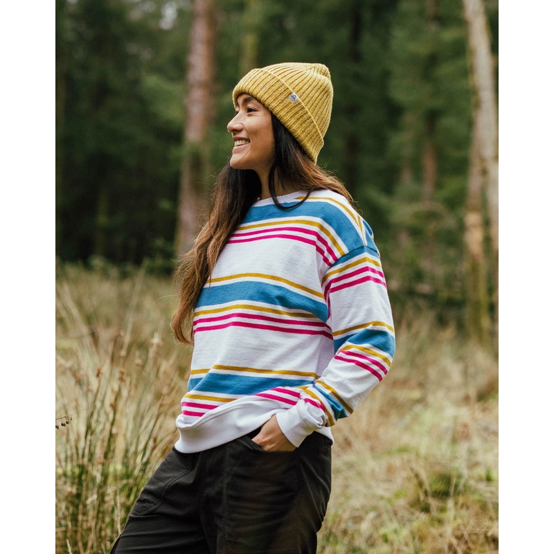 Graceful strukturiertes Langarm-Top – Mehrfarbig gestreift