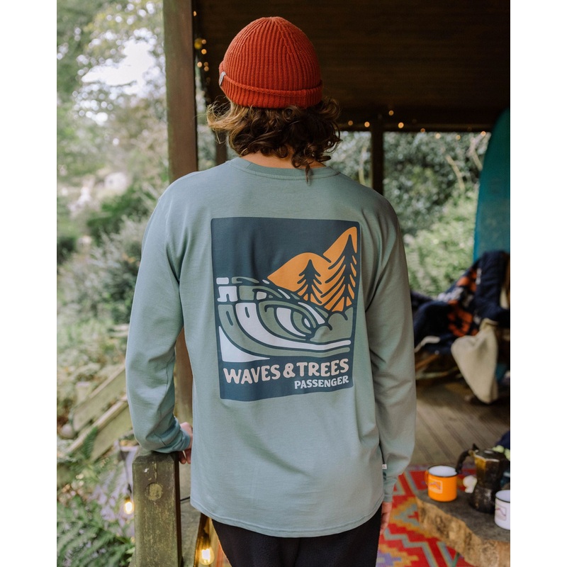 Waves & Trees Bio-Baumwolle Langarmshirt – Strmische See