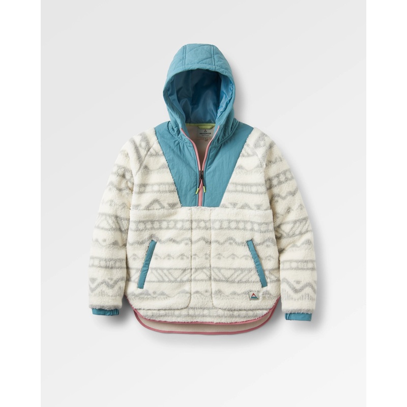 Beaumont Recyceltes Sherpa Kapuzen-Fleece – Berg Geo Vintage Wei