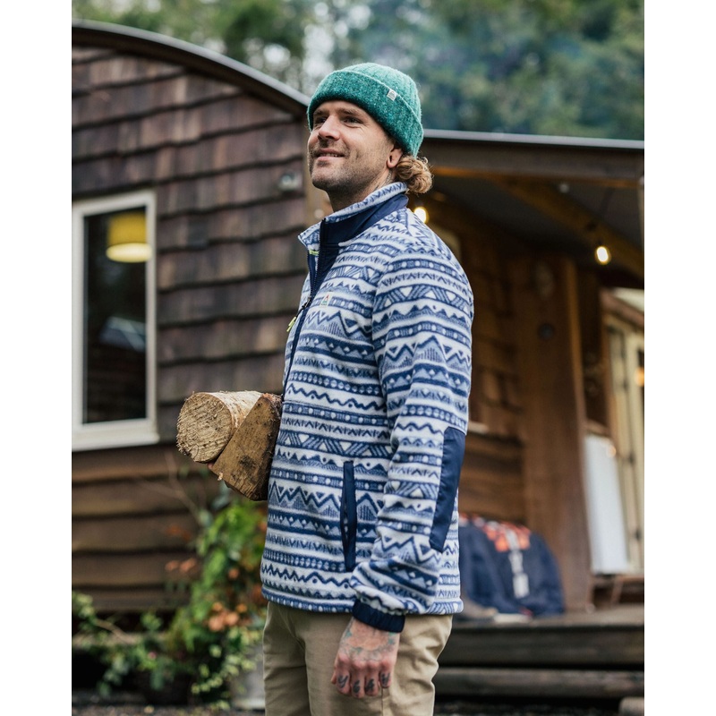 Ebb Recyceltes Polarfleece – Berg Geo Grau Blau