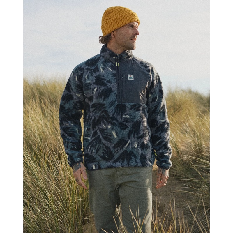 Offgrid 2.0 1/2 Zip Recyceltes Sherpa-Fleece – Abstrakt Bergkohle