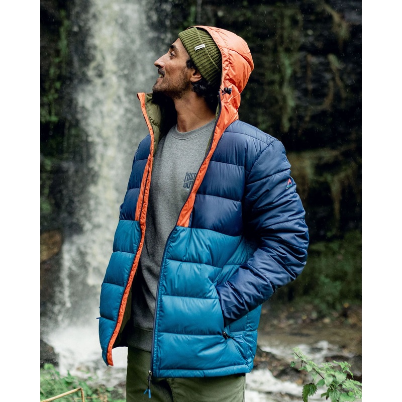 Flynn Recycelte Isolierjacke – Dunkles Marineblau / Verbranntes Orange