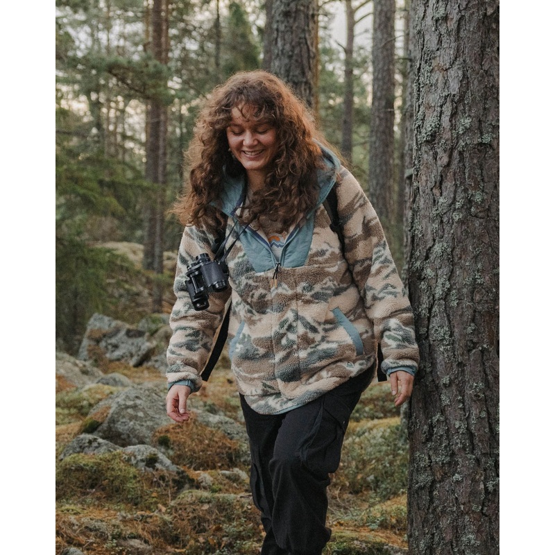 Beaumont Recyceltes Sherpa Kapuzen-Fleece – Bergszenerie Haferflocke