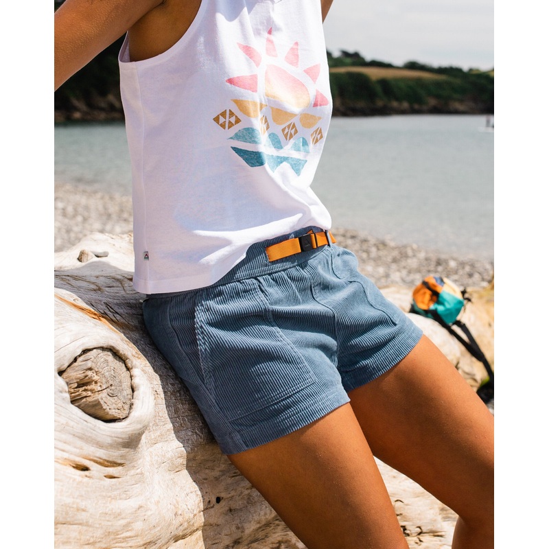 Del Sur Cord Short – Steinblau