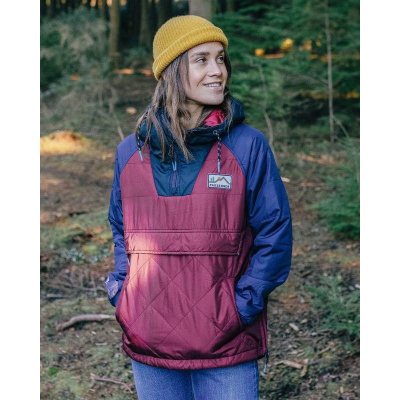 Ocean recycelte isolierte 1/2 Zip Jacke – Windsor-Wein