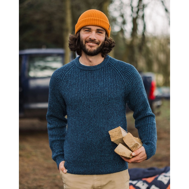 Fog Recycelter Gestrickter Pullover – Tiefes Marineblau
