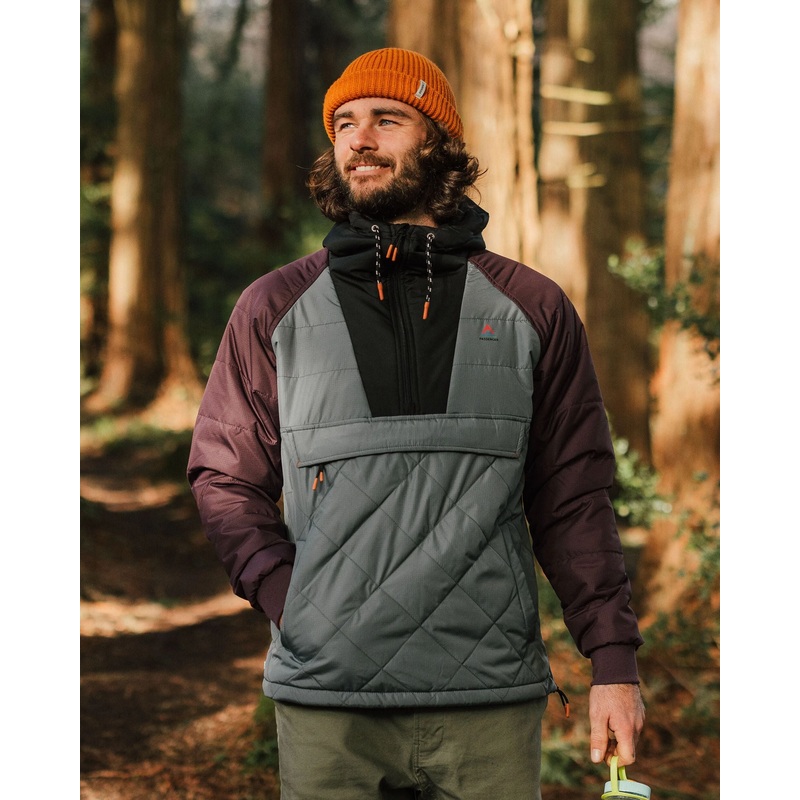 Oceanic recycelte isolierte 1/2 Zip Jacke – Sturmgrau/Tiefpflaume