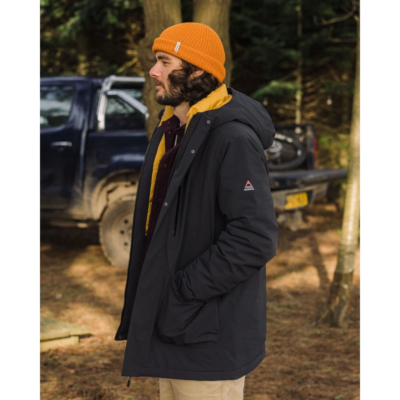 Rainier recycelter wasserdichter Parka – Schwarz