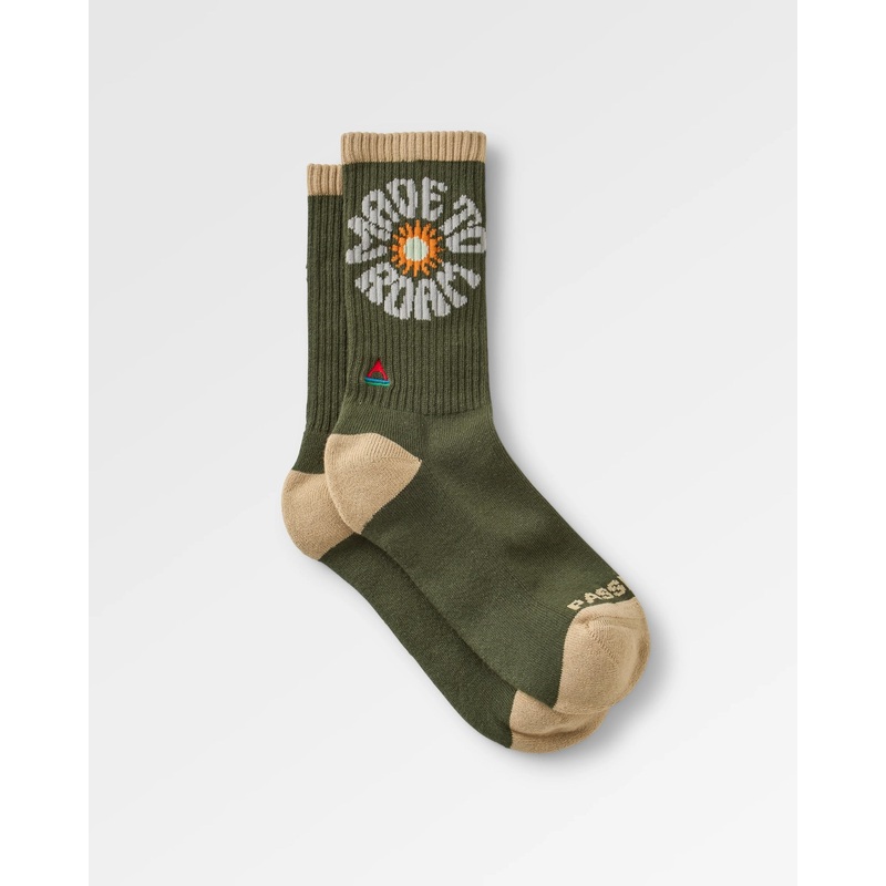 Made To Roam Grafik-Crew-Socken – Khaki