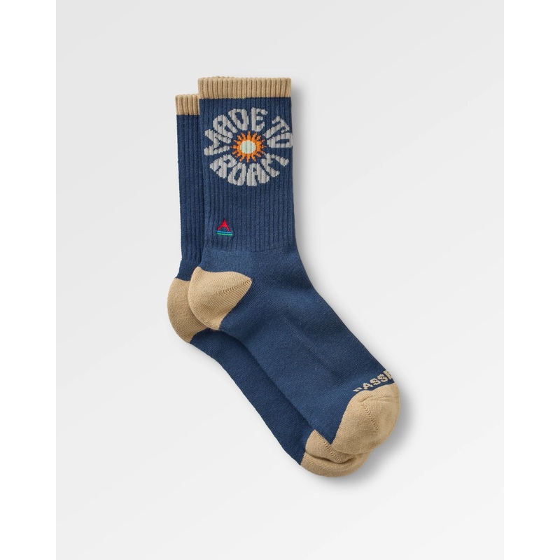 Made To Roam Grafik-Crew-Socken – Tiefes Marineblau