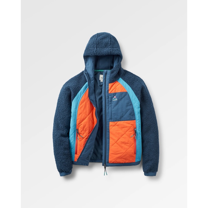 Lara Steppjacke – Tiefes Marineblau/Glutorange