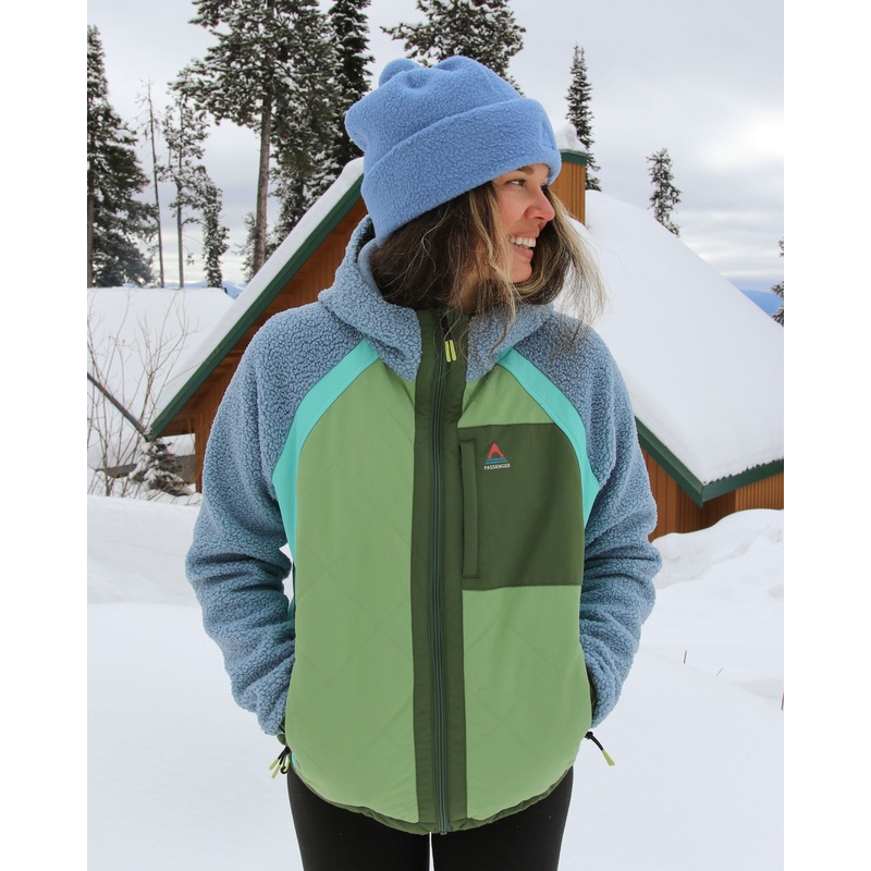 Lara Steppjacke – Verblasstes Denim/Stngelgrn