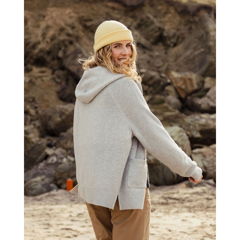 Cove Recycelte Strickjacke mit Reiverschluss – Graumeliert