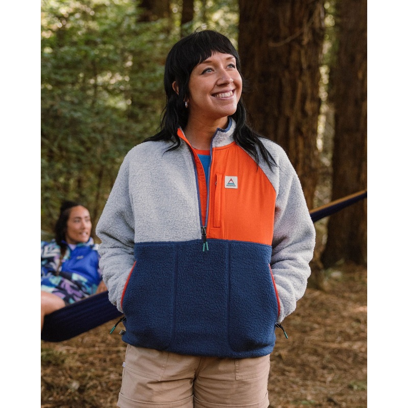 Home Recyceltes Sherpa-Fleece – Graumeliert/Dunkelblau