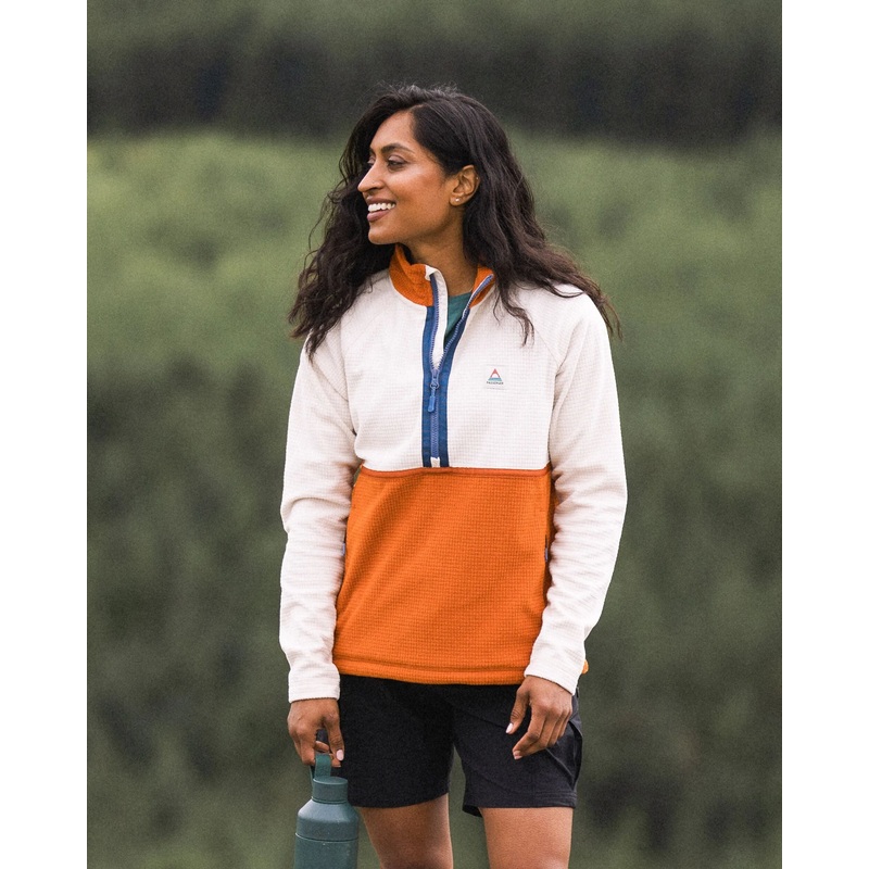 Off Trail Recycelter Gitter-Polarfleece – Birke/Sonnenuntergang Orange