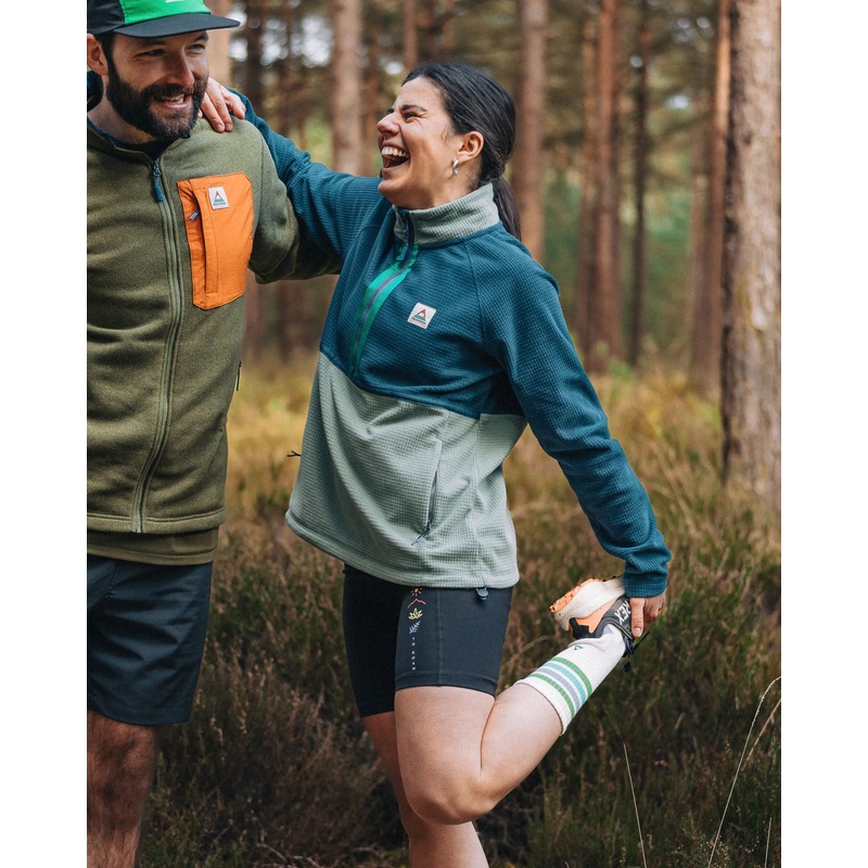 Off Trail Recycelter Gitter-Polarfleece – Pistazie/Dunkelblau