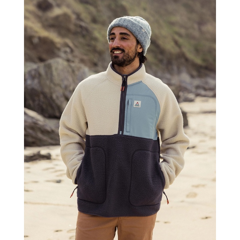 Offgrid 2.0 1/2 Zip Recyceltes Sherpa-Fleece – Haferflocken/Kohle