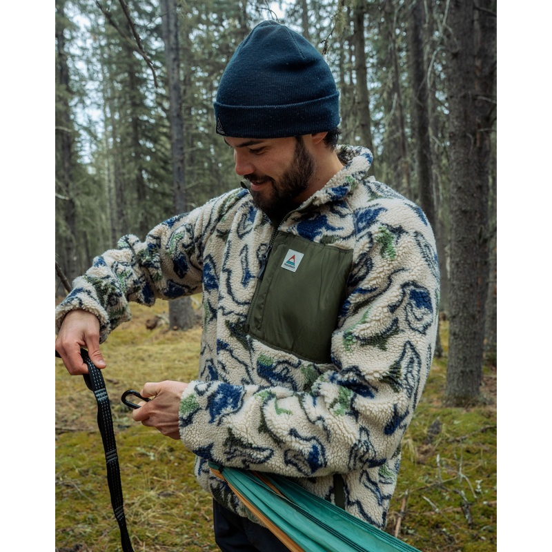 Offroad recyceltes Sherpa Fleece mit 1/2 Zip – Abstraktes Grn