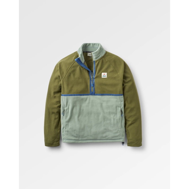 Overlook recyceltes Polar-Fleece im Gitterdesign – Khaki/Pistazie