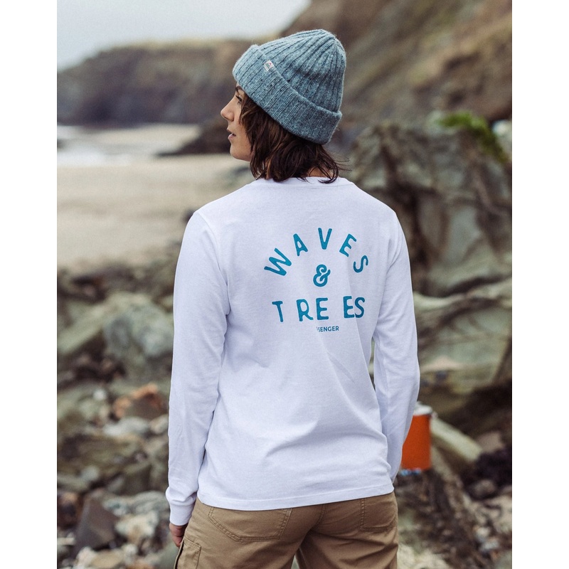 Penida recyceltes Baumwoll-Langarmshirt – Wei