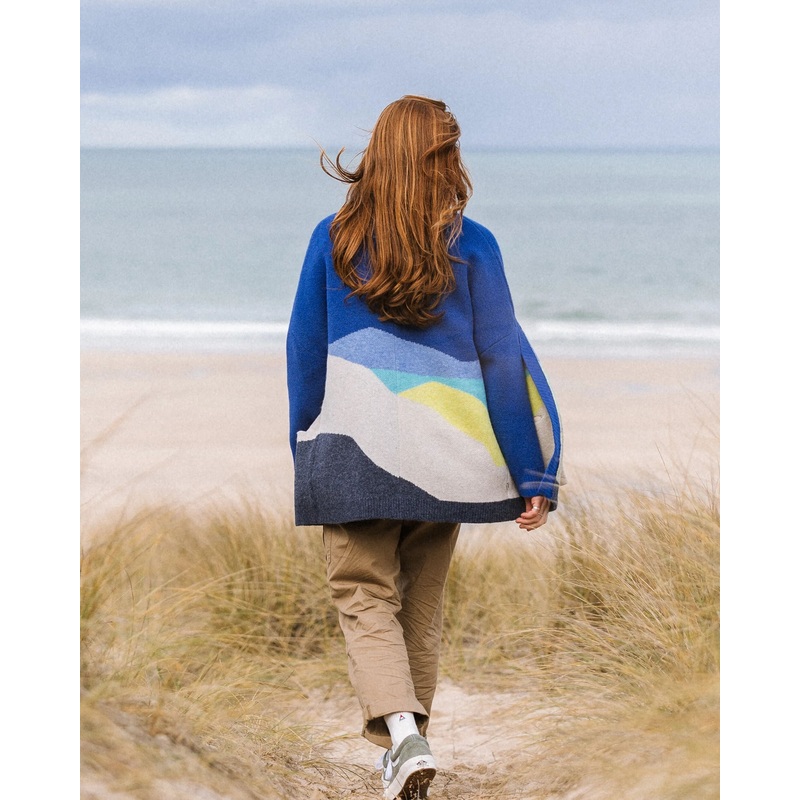 Scenic Langer Strickcardigan Aus Recyceltem Material – Szenisches Azurblau