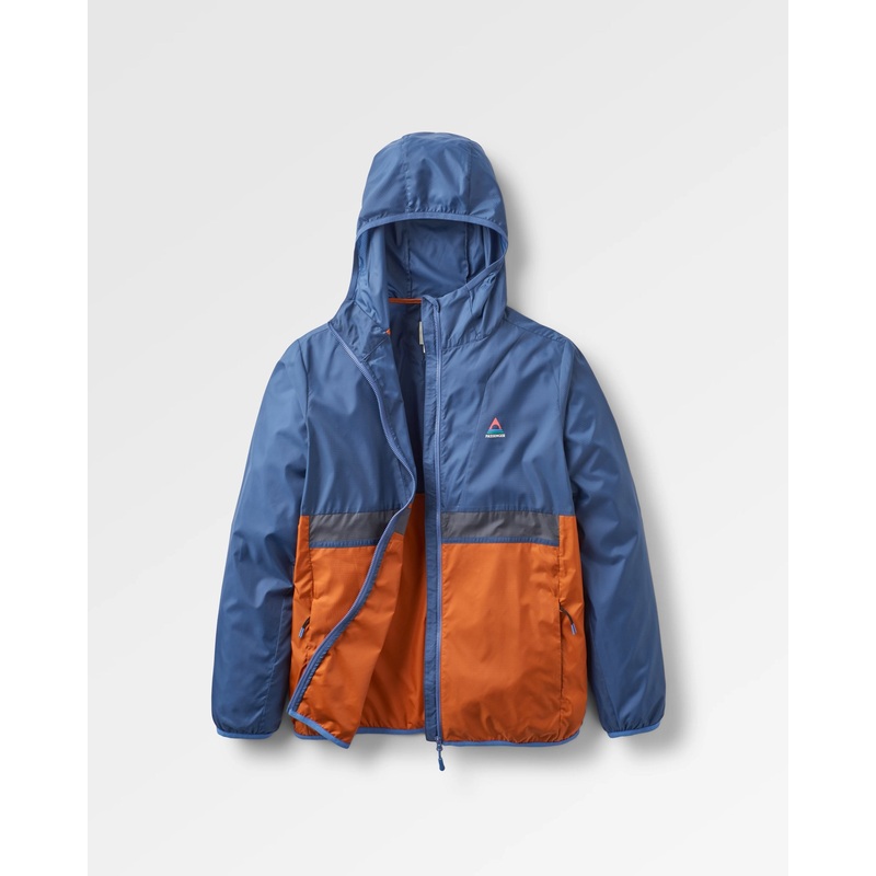 Viento Recycelte Windjacke – Dunkles Denim/Sonnenuntergang Orange