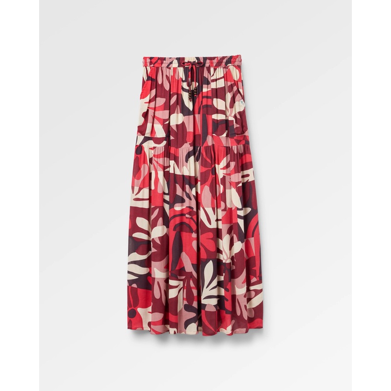 Zephyr Gewebter Maxi-Rock – Berglaub Cranberry