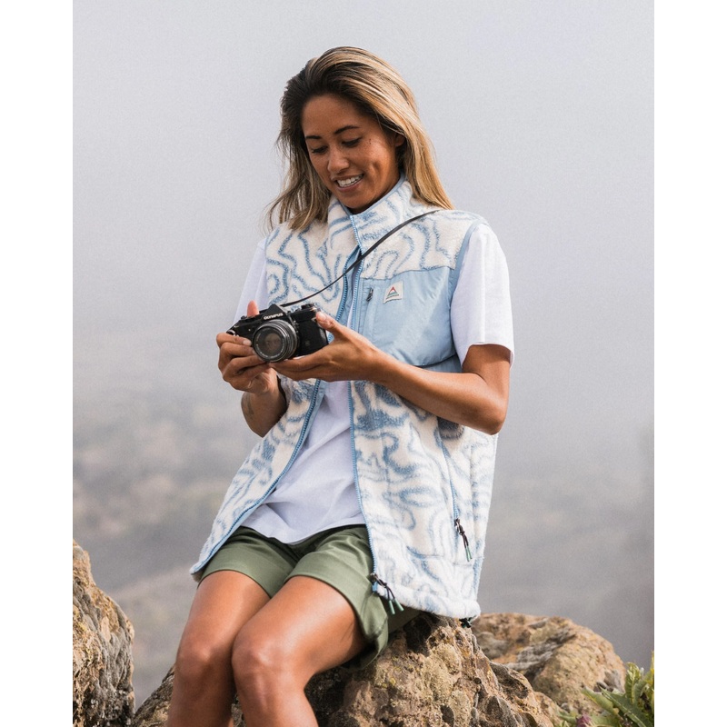 Fairbanks Recycelte Sherpa Weste mit Reiverschluss – Strata-Wirbel Birke