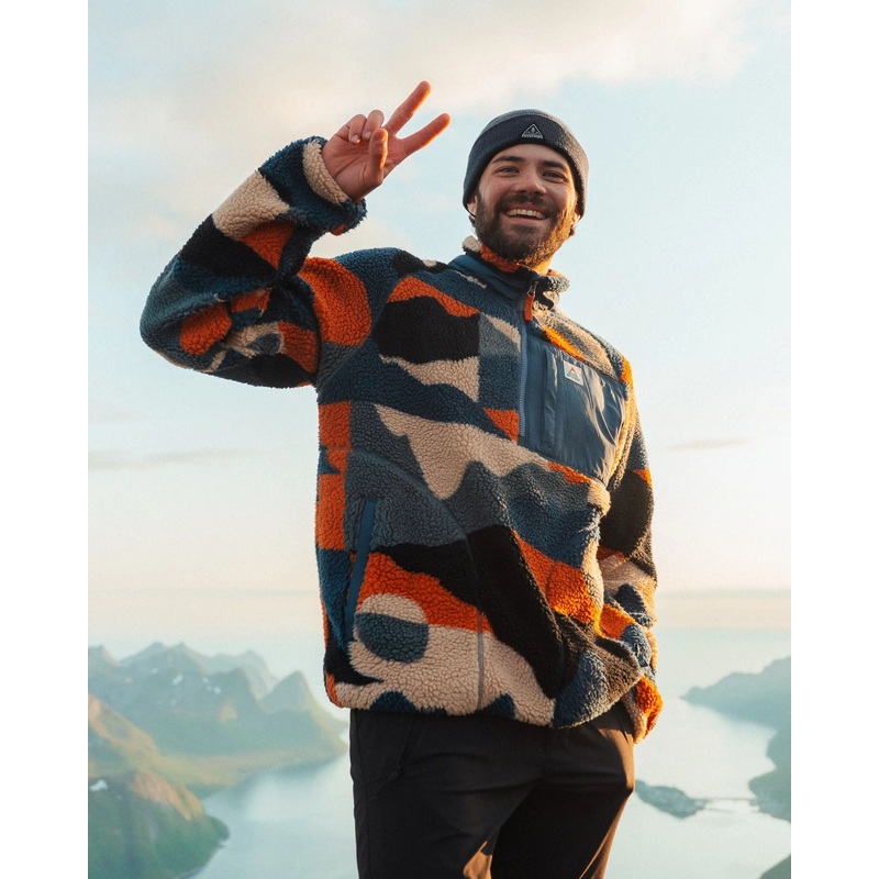 Offroad Recyceltes Sherpa-Fleece – Vista Patchwork Dunkel Denim