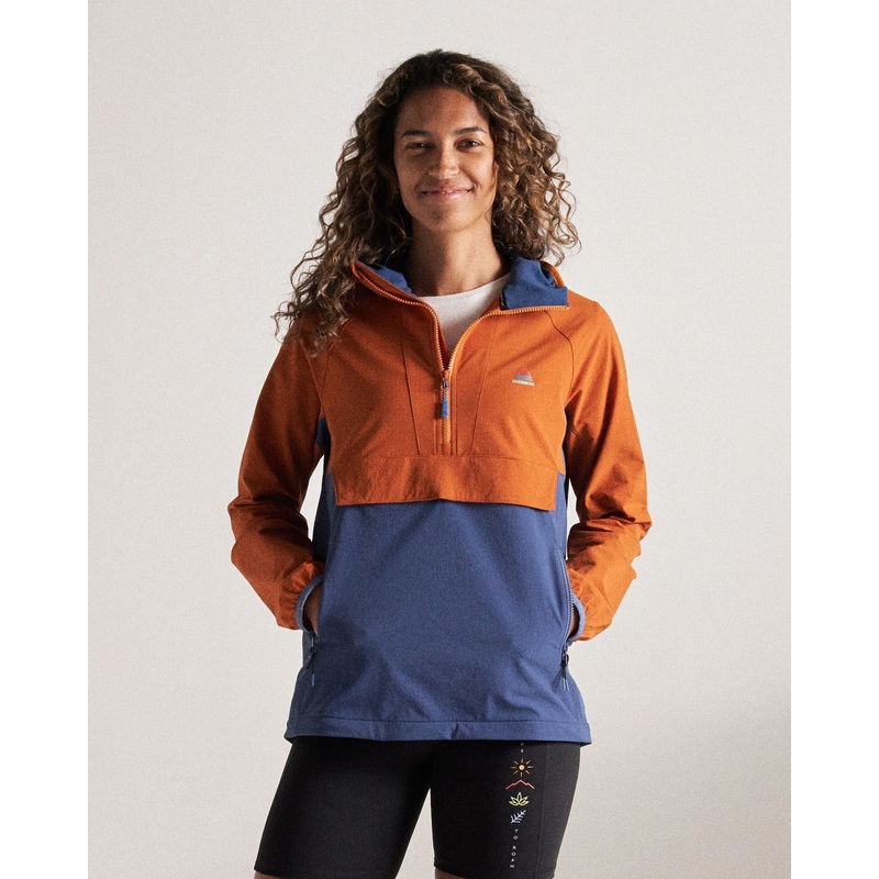 Ocean Lite Recycelte Softshelljacke – Dunkles Denim/Sonnenuntergang Orange