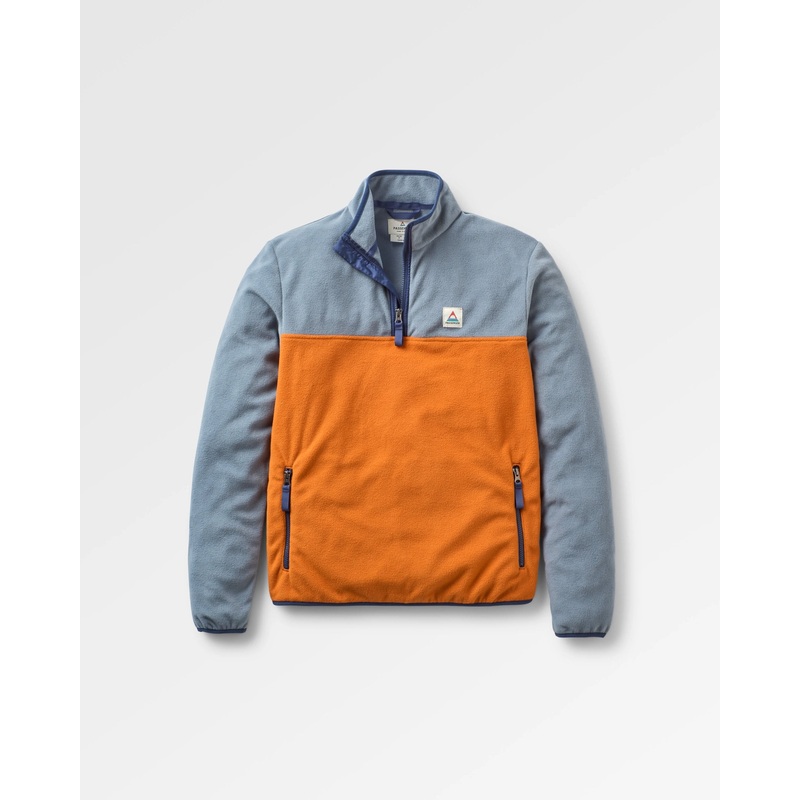 Set Off recycelter Polar 1/4 Zip Fleece – Sonnenuntergang Orange/Sturm Grau