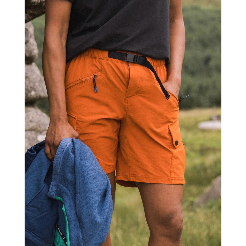 Sandstein Recycelte Aktiv Trail-Shorts – Sonnenuntergangsorange