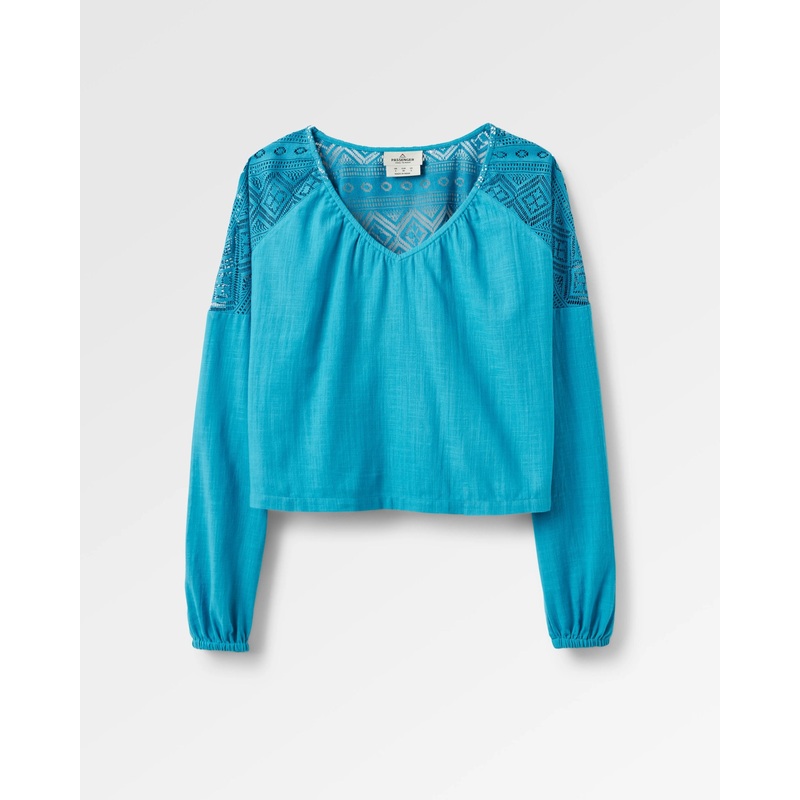 Flurry Gewebtes Langarmshirt – Eichelhherblau