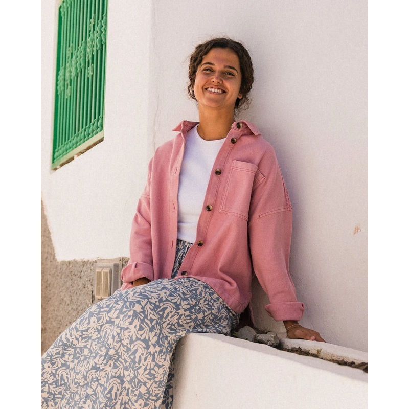 Maya-Twill-Hemdjacke – Rosa Dunst