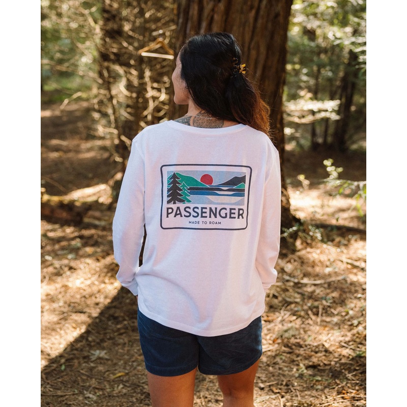 Scape Langarmshirt aus recycelter Baumwolle – Wei