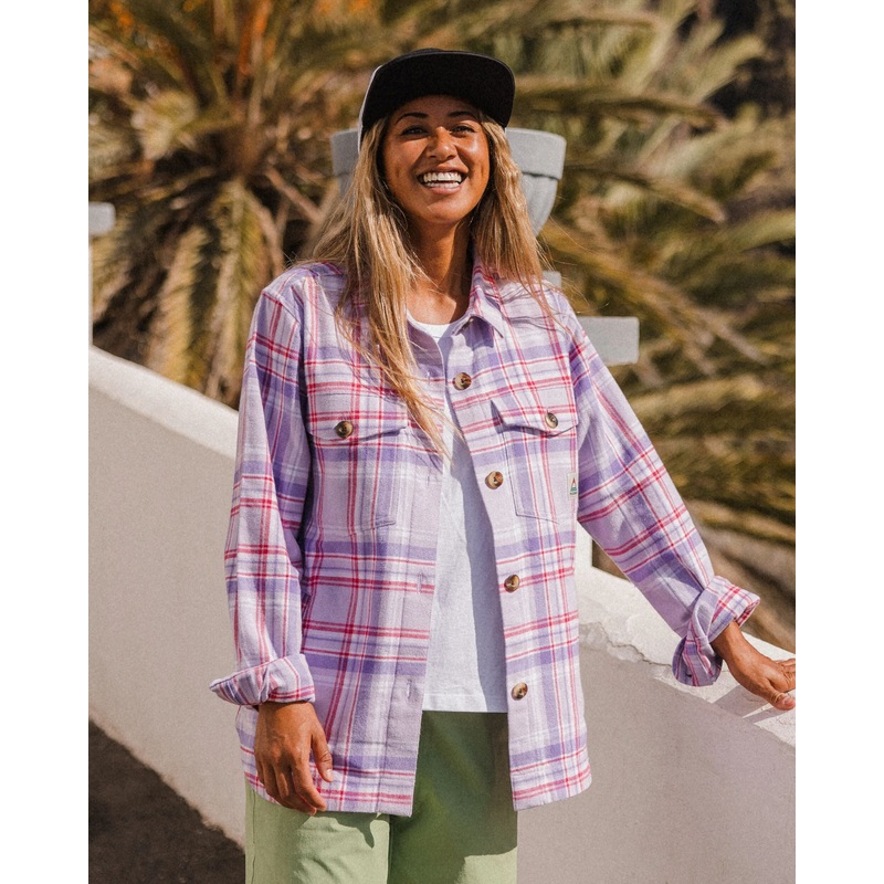 Stella Bio-Baumwoll-Langarmshirt – Retro Lila Karo