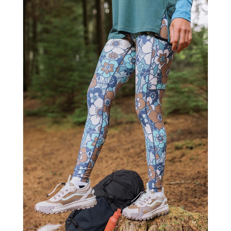 Mantra Recycelte Aktiv Leggings – Vintage Blumiges Blau