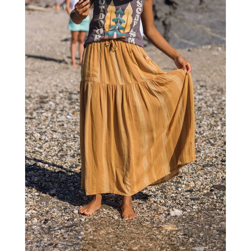 Zephyr Gewebter Maxi-Rock – Spruce Gelb Gestreift