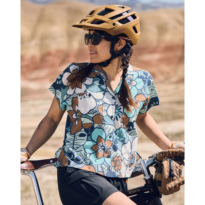 365 Recyceltes Aktives Boxy Shirt – Vintage Blumiges Blau