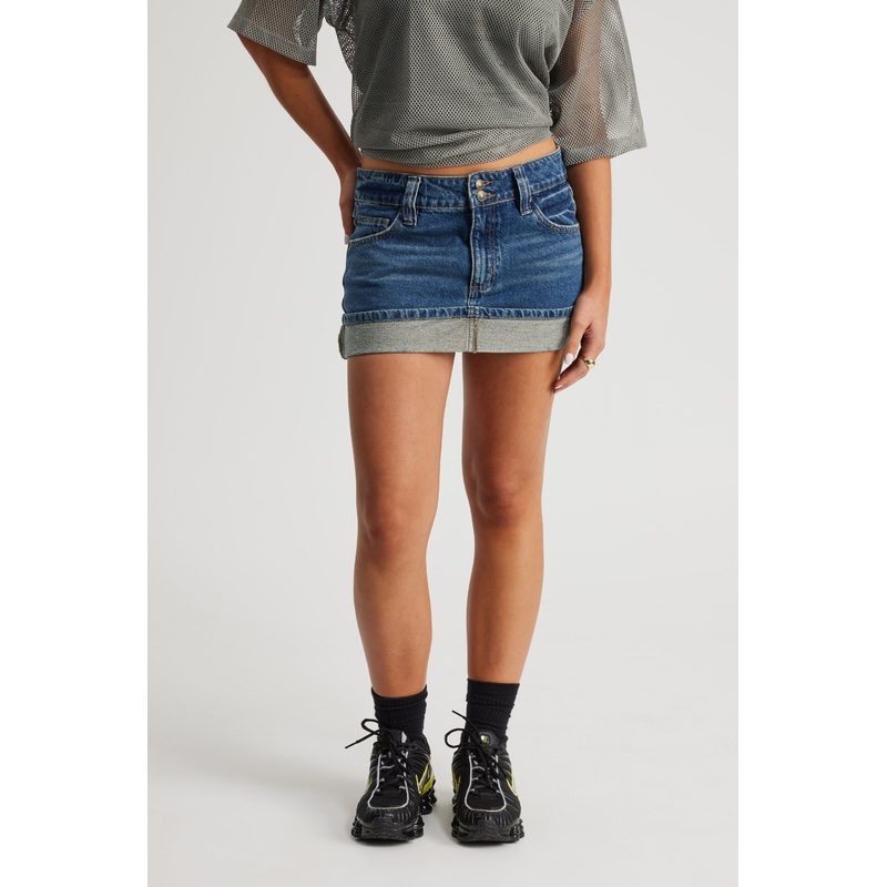 Turn Up Denim Skirt|4|6|8|10|12|14
