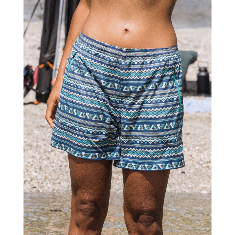 Flaris NetPlus Allzweck Shorts – Geo Streifen Dunkles Denim