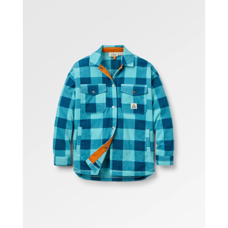 East Recyceltes Polar Fleece Hemd – Retro Blau Karriert