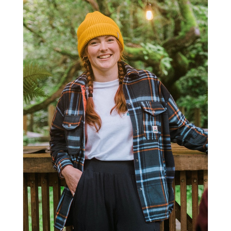 East Recyceltes Polar Fleece Hemd – Rich Navy/Verwaschenes Denim Kariert