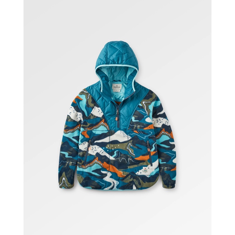 Juana Recyceltes Polar Kapuzenfleece – Abenteuer Tidal Blue