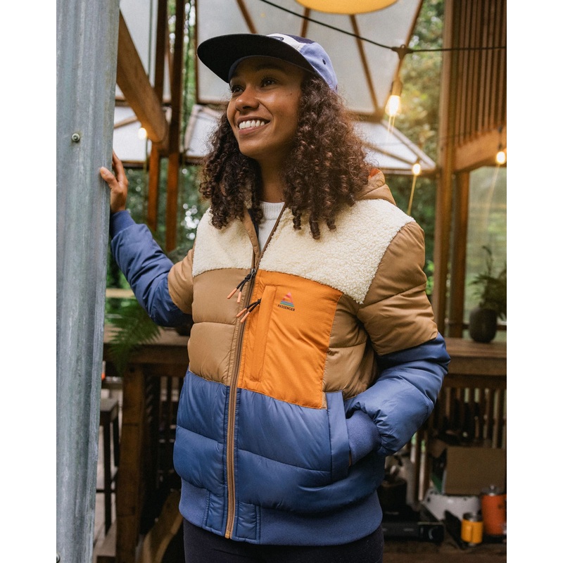 Inspire Recyceltes Isolierte Kapuzen Jacke – Dark Denim/Toffee